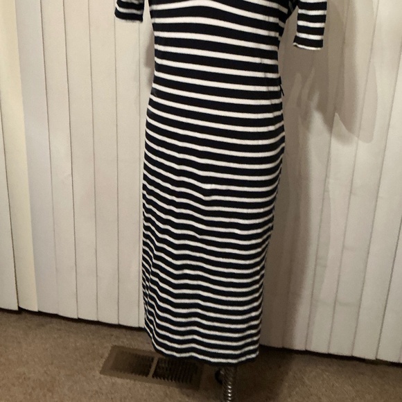 Tommy Hilfiger Striped Maxi Dress โ Size Large  Blue & White, Side Slits - Picture 2 of 2